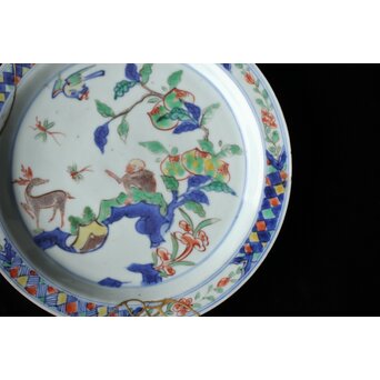 蔵A1272】中国古美術 南京赤絵角皿 五枚 清朝 - 工芸品