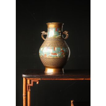 唐物 七宝花瓶 古代文明模様　M406