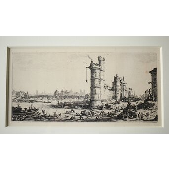 Jacques Callot  ジャックカロ View of the Pont-Neuf 銅版画　Z517