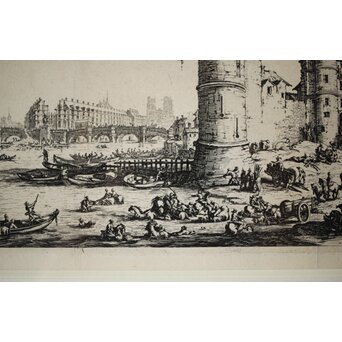 Jacques Callot  ジャックカロ View of the Pont-Neuf 銅版画　Z517 