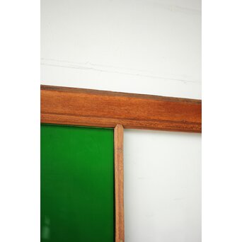 クリアと緑色ガラスの堅木建具 2枚1組　GD0237Y 