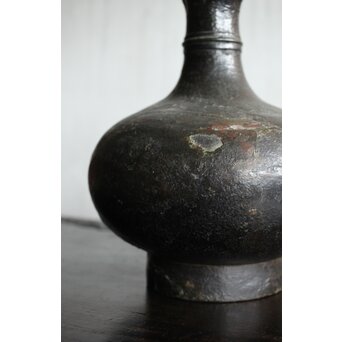 漢 青銅花瓶 / 汉代 青铜蒜头瓶 六花形口長頸壺　M435 