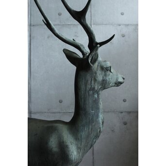 銅製 牡鹿女鹿置物　M438 