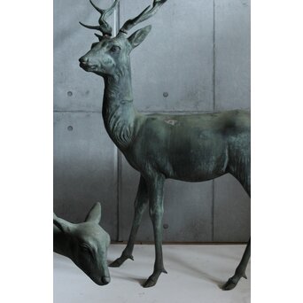 銅製 牡鹿女鹿置物　M438 