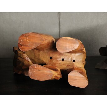 面彫 北海道産 木彫熊 白と黒 一対　X583 