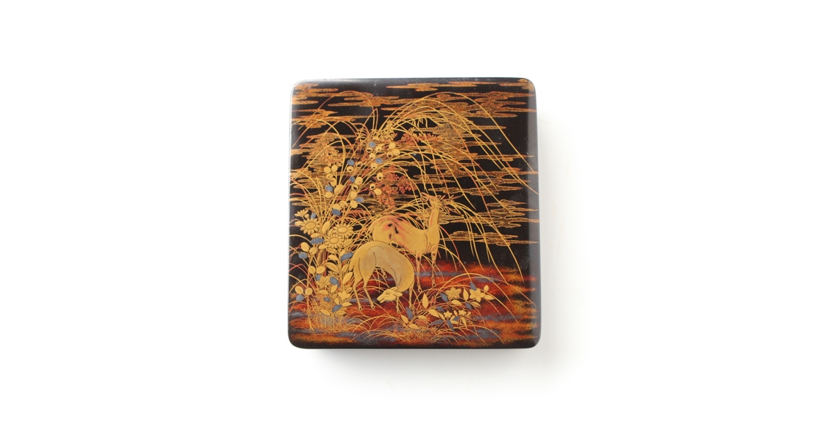 秋草鹿蒔絵 硯箱 Q381｜骨董店 のびる 古美術 骨董 和風建具 蔵戸 買取