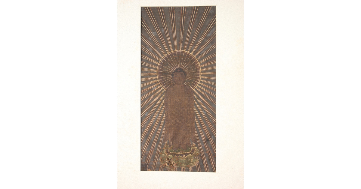 中埜　截金 如来像 截金 切金 仏画 絹本 Z646｜骨董店 のびる 古美術 骨董