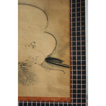 川端玉章 東京美術学校所蔵品 鼠と俵図 紙本掛軸　Z680 