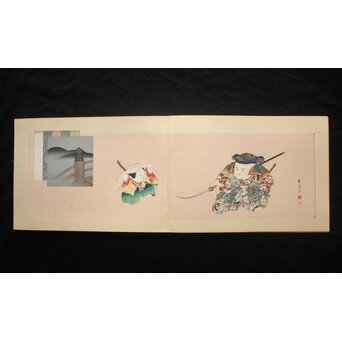 八宝堂/八寶堂 御伽絵 児島玉鳳画 木版画15枚 画帳　Z719 