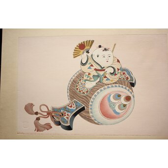 八宝堂/八寶堂 御伽絵 児島玉鳳画 木版画15枚 画帳　Z719 