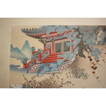 八宝堂/八寶堂 御伽絵 児島玉鳳画 木版画15枚 画帳　Z719 