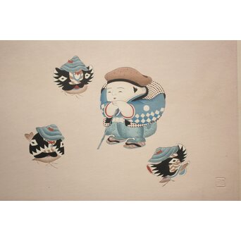 八宝堂/八寶堂 御伽絵 児島玉鳳画 木版画15枚 画帳　Z719 