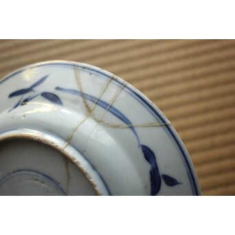 古染付 7寸皿 花籠文　P637 
