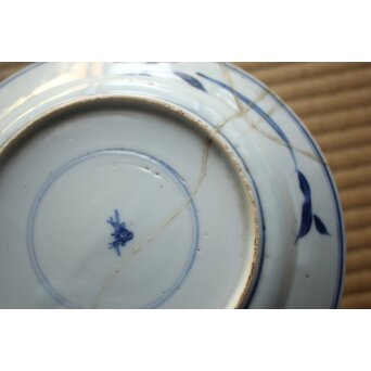 古染付 7寸皿 花籠文　P637 