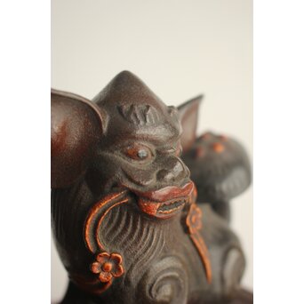 大垣昌訓 唐物写 乾漆玉取獅子香炉 共箱　Q403 