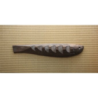 瀧口政満 埋木古材木彫 魚/鮭　X643