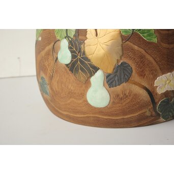 三浦乾也 桜と瓢箪文 火鉢 一対　P641 