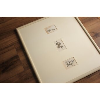 堀文子 墨絵『狸・花』3枚1組　 Z880 