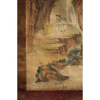沈岱 中国画家 文人図 軸装　Z885 