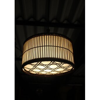 三世 和田和一斎 篭電燈傘 竹編　U421