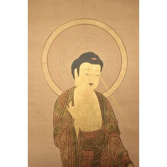 阿弥陀如来 来迎図 紙本掛軸　Z933 