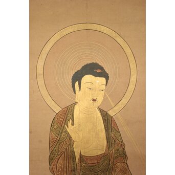 阿弥陀如来 来迎図 紙本掛軸　Z933 