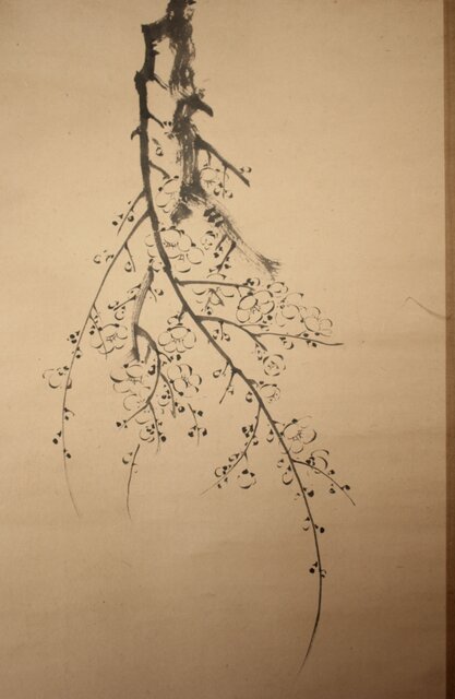 鈴木梅巌筆　梅之図　紙本肉筆　水墨画　掛軸　送料込み250824 倣 中林竹洞 王元章筆意 墨梅図 紙本掛軸 対幅 Z936｜骨董店