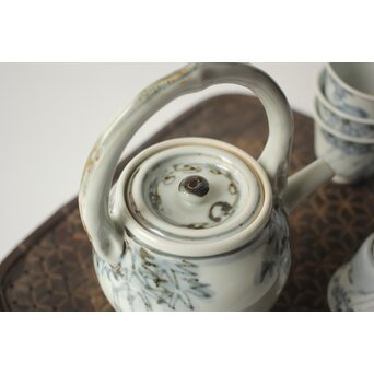 倣 安南意 真葛窯  二十四孝之画 急瓶 煎茶碗　P648 