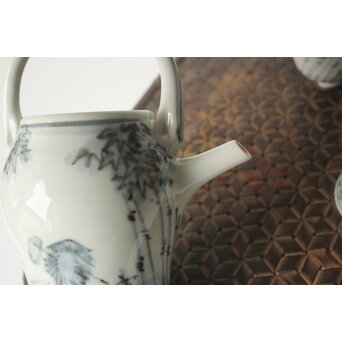 倣 安南意 真葛窯  二十四孝之画 急瓶 煎茶碗　P648 