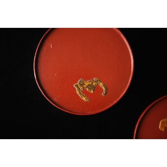 蝙蝠文 素材替 菓子盆 五客　Q409 