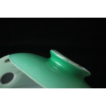 緑色切子 変形兜型傘 電笠　A0570 