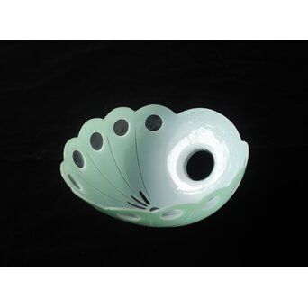 緑色切子 変形兜型傘 電笠　A0570 