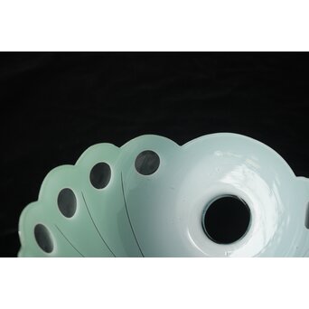 緑色切子 変形兜型傘 電笠　A0570 