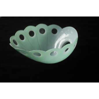 緑色切子 変形兜型傘 電笠　A0570 