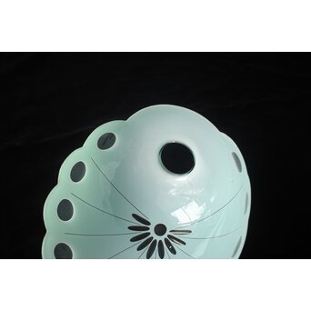 緑色切子 変形兜型傘 電笠　A0570 