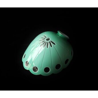 緑色切子 変形兜型傘 電笠　A0570 