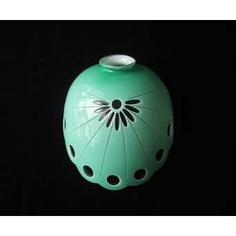 緑色切子 変形兜型傘 電笠　A0570 