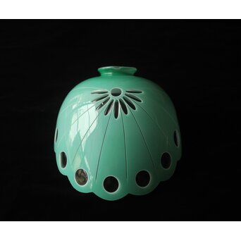 緑色切子 変形兜型傘 電笠　A0570 