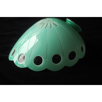 緑色切子 変形兜型傘 電笠　A0570 