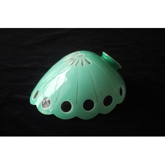 緑色切子 変形兜型傘 電笠　A0570 