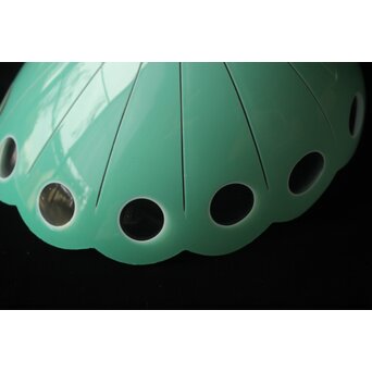 緑色切子 変形兜型傘 電笠　A0570 