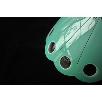 緑色切子 変形兜型傘 電笠　A0570 