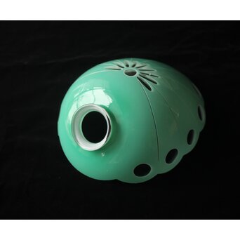 緑色切子 変形兜型傘 電笠　A0570 