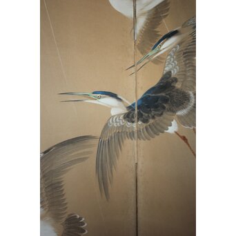 堀田秀叢 五位鷺図 屏風　Z955 