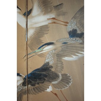 堀田秀叢 五位鷺図 屏風　Z955 