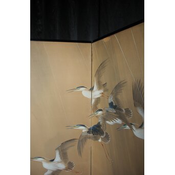 堀田秀叢 五位鷺図 屏風　Z955 