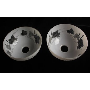 古手 白被切子電笠 2個1組　A0571 