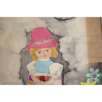 堀文子 子供 水彩　Z962 