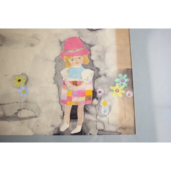 堀文子 子供 水彩　Z962 