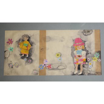 堀文子 子供 水彩　Z962 
